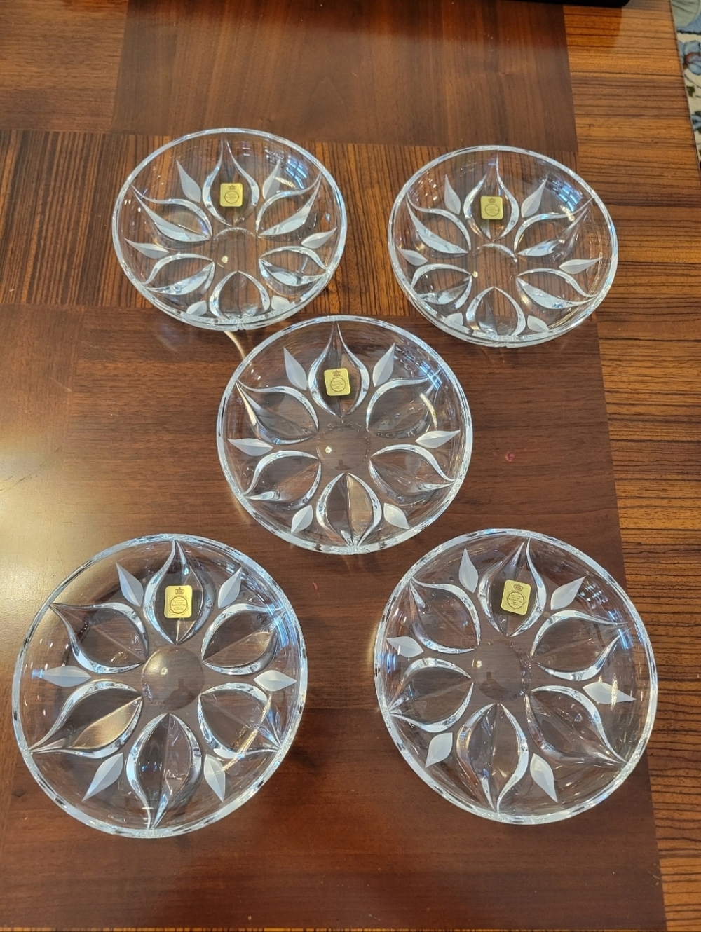 Vintage Set of 5 Clear Crystal Plates/ Bowls, By Bleikrista W Germany.